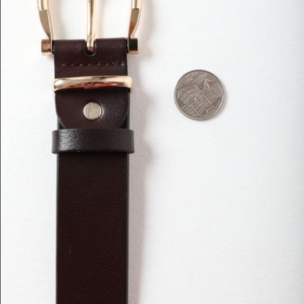 Brown Leather Belt with Horseshoe Buckle - Picture 3 of 5